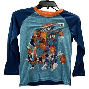 Boys Space Jam Pajamas Shirt sleep wear  long sleeve Size 8